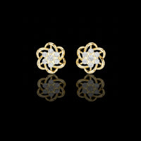 Floral Interwoven Knot Design Round Cut Moissanite Diamond Stud Earrings