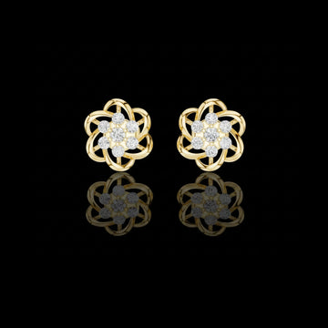 Floral Interwoven Knot Design Round Cut Moissanite Diamond Stud Earrings