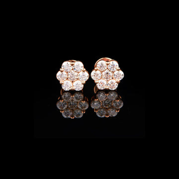 0.60 TCW Luxury Rose Gold Floral Cluster Stud Moissanite Earrings Featuring Brilliant Round Multi Stone Design