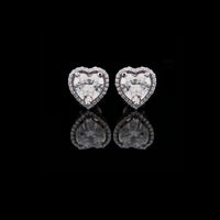 1.50 CT Heart Shaped Halo Lab Diamond Stud Earrings with Center Stones and Sparkling Accent Border for a Romantic