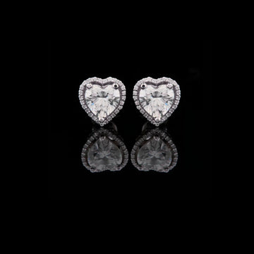 1.50 CT Heart Shaped Halo Lab Diamond Stud Earrings with Center Stones and Sparkling Accent Border for a Romantic