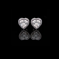 Heart Shaped Halo Lab Diamond Stud Earrings with Center Stones and Sparkling Accent Border for a Romantic