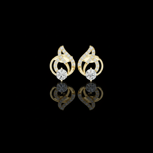 Bright Modern Round Lab Diamond Swirl Stud Earring