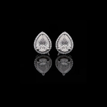 Pear Cut Moissanite Double Drop Earring Set with Textured Multi Tier Setting