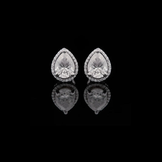 Round Cut Lab Diamond Double Drop Earring Set with Textured Multi Tier Setting