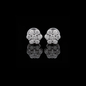 1.02 TCW Classic Round Lab Diamond Stud Earrings in White Gold Cut by Ivevar