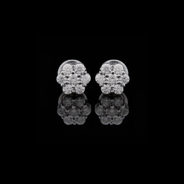 Floral Motif Geometric Silhouette Everyday Earrings Featuring Moissanite