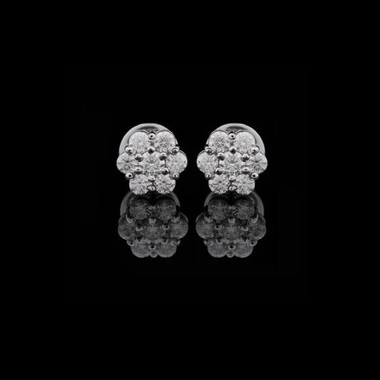 Floral Motif Geometric Silhouette Everyday Earrings Featuring Lab Grown Diamonds
