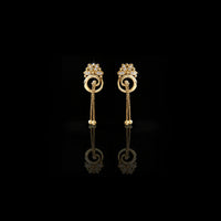 0.20 TCW Top Luxury Ethnic Royal Gold Drop Earrings with Floral Moissanite Diamond Stud by Ivevar