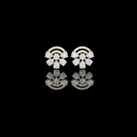Art Deco Moissanite Diamond Pear Shape Floral Fan Cluster Studs Earrings