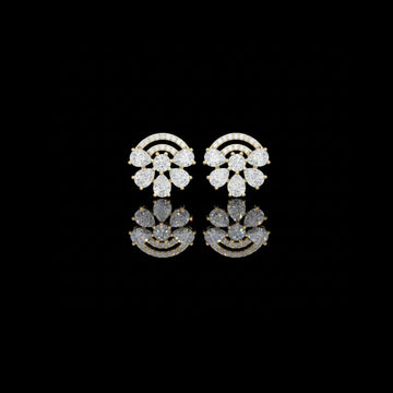 Art Deco Moissanite Diamond Pear Shape Floral Fan Cluster Studs Earrings