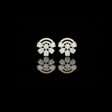 0.33 CT Art Deco Inspired Fan Shaped Moissanite Diamond Cluster Stud Earrings