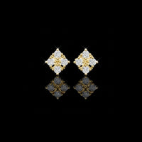 Floral Bloom Moissanite Diamond Stud Earrings with Round Brilliant Stones