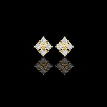 Floral Bloom Moissanite Diamond Stud Earrings with Round Brilliant Stones