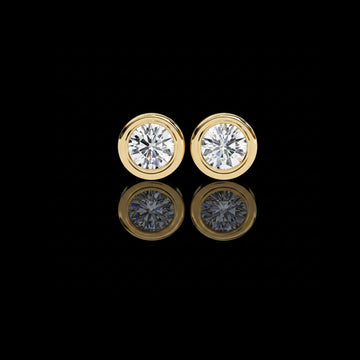 2.58 TCW Premium Bezel Set Gold Stud Earrings with Sparkling Round Moissanite Stones for Everyday Luxury