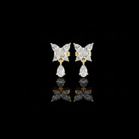 Butterfly Pear Moissanite Diamond Drop Earrings with Marquise Accents