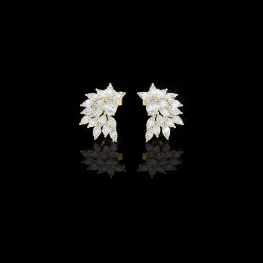 0.66 CT Opulent Edition Floral Lab Grown Oval Cut Diamond Stud Earrings Elegant Statement Jewelry