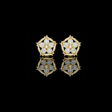 Delicate Floral Round Moissanite Diamond Cluster Stud Earrings
