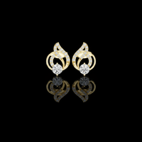 Bright Modern Round Moissanite Diamond Swirl Stud Earring