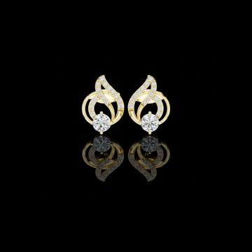Bright Modern Round Moissanite Diamond Swirl Stud Earring