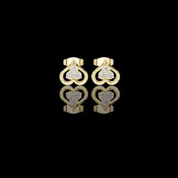 Clover Motif Round Moissanite Diamond Earrings Three Stone Open Loop Heart Studs