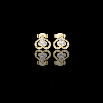 0.24 TCW Eterna Heartloop Moissanite Diamond Cluster Gold Stud Earrings with Open Curved Love Motif