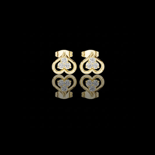 0.24 TCW Eterna Heartloop Moissanite Diamond Cluster Gold Stud Earrings with Open Curved Love Motif