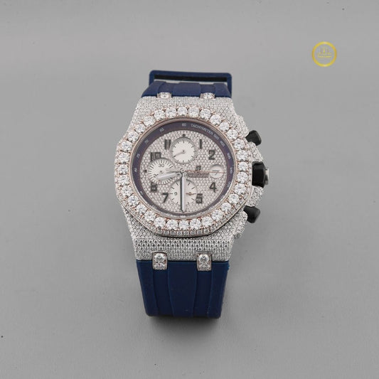 Brilliant Iced Out Watch Men’s Luxury with Rubber Strap