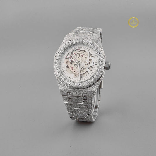 Luxury Skeleton Watch Iced Out Design With Roman Dial by Ivevar