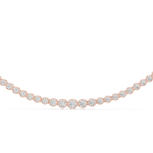 Stunning Round Cut Lab Grown Bezel Set Tennis Necklace