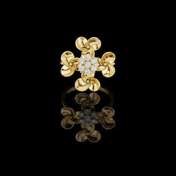 Floral Lab Grown Diamond Cluster Ring with Sculpted Petal Design