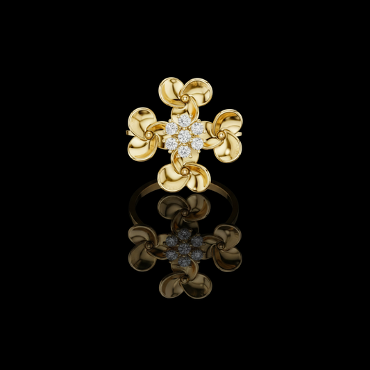 Floral Lab Diamond Cluster Ring with Sculpted Petal Design