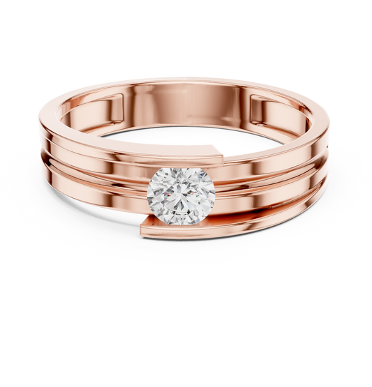 Round Cut Moissanite Diamond Men's Tension Set Solitaire Ring