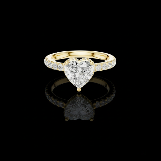 1.50 CT Luxury Heart Shaped Moissanite Diamond with Pave Band Halo Setting Romantic Bridal Ring by Ivevar Luxury