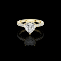Heart Cut Halo Moissanite Engagement Ring with Pave Band