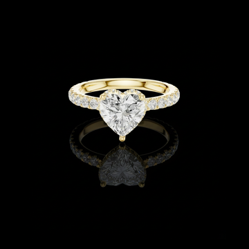 Heart Cut Halo Moissanite Engagement Ring with Pave Band