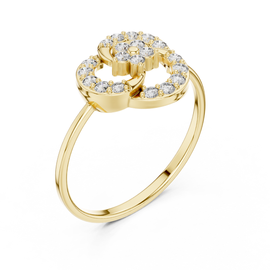 Floral Double Loop Round Cut Lab Diamond Engagement Ring