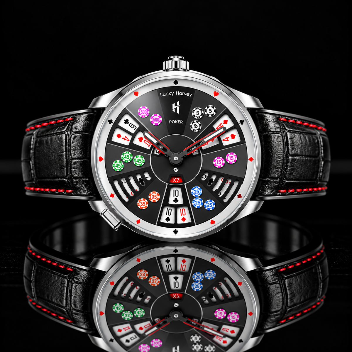 Casino Series Silver Three Card Poker Automatic Watch
