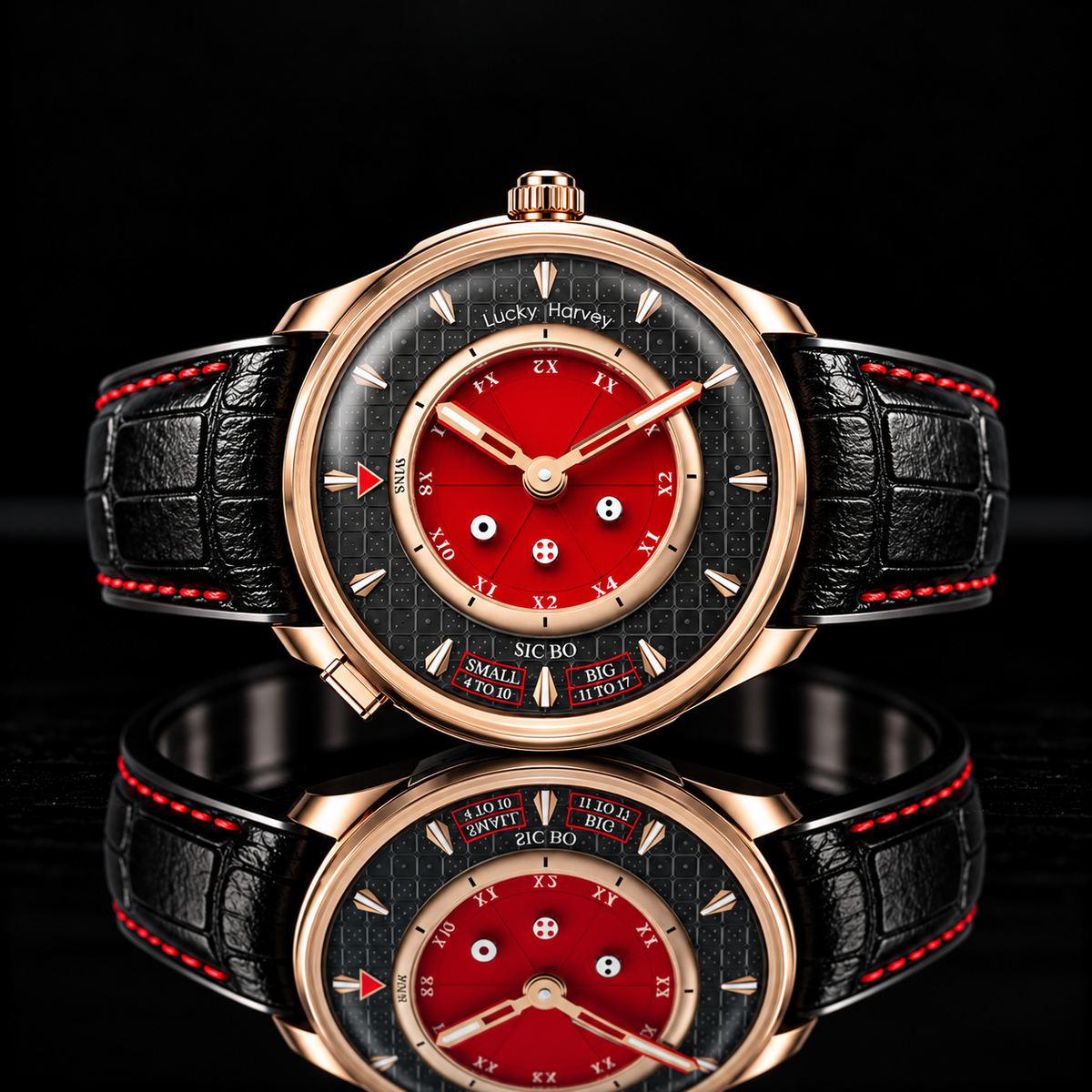 Casino Series Red Rose Gold Sic Bo Automatic Watch