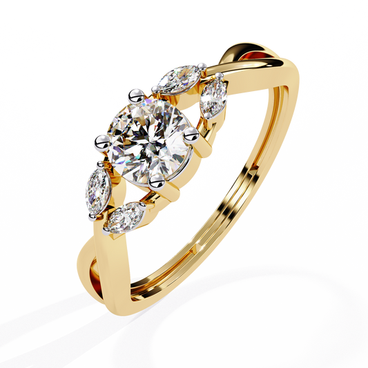 Lab Grown Diamond Ring With Round And Marquise Twisted Band