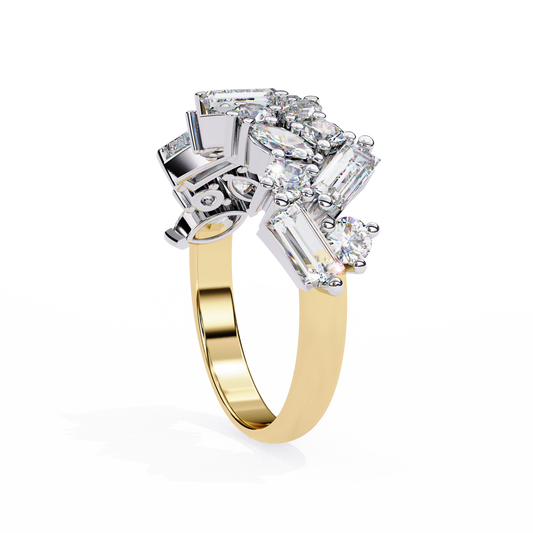 Mixed Cut Lab Grown Diamond Cluster Statement Ring