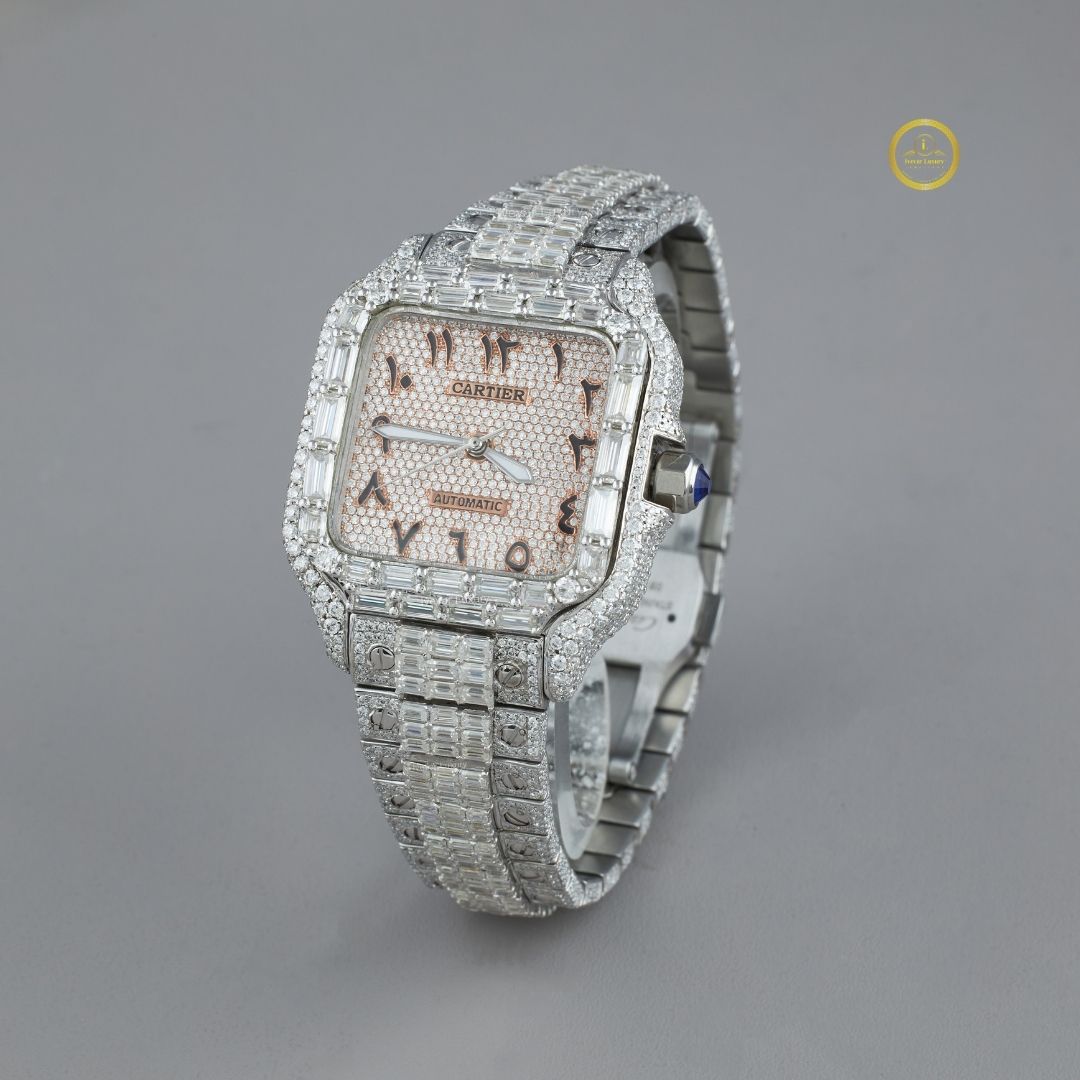 Radiant Lab Grown Diamond-Set Luxury Timepiece with Rose-Tone Dial and Exquisite Gem Detailing - View 2