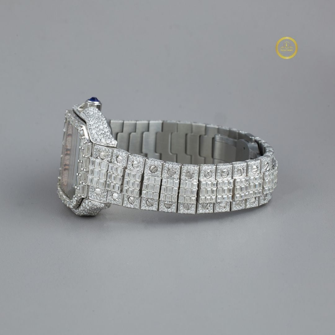 Radiant Lab Grown Diamond-Set Luxury Timepiece with Rose-Tone Dial and Exquisite Gem Detailing - View 3