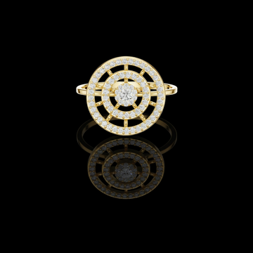 0.041 CT Radiant Halo Concentric Lab Grown Diamond Ring With Multi-Layered Circle Design