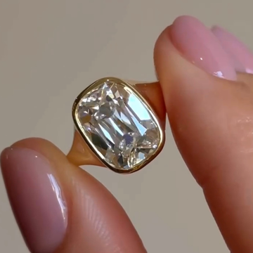 3.00 TCW Classic Old Mine Elongated Cushion Lab Grown Diamond Modern Bezel Set Solitaire Engagement Ring For Her