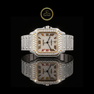 Classic Square Dial Lab-Grown Diamond Watch with Roman Numeral Dial, Iced Bezel, and Refined Luxury Finish By Ivevar