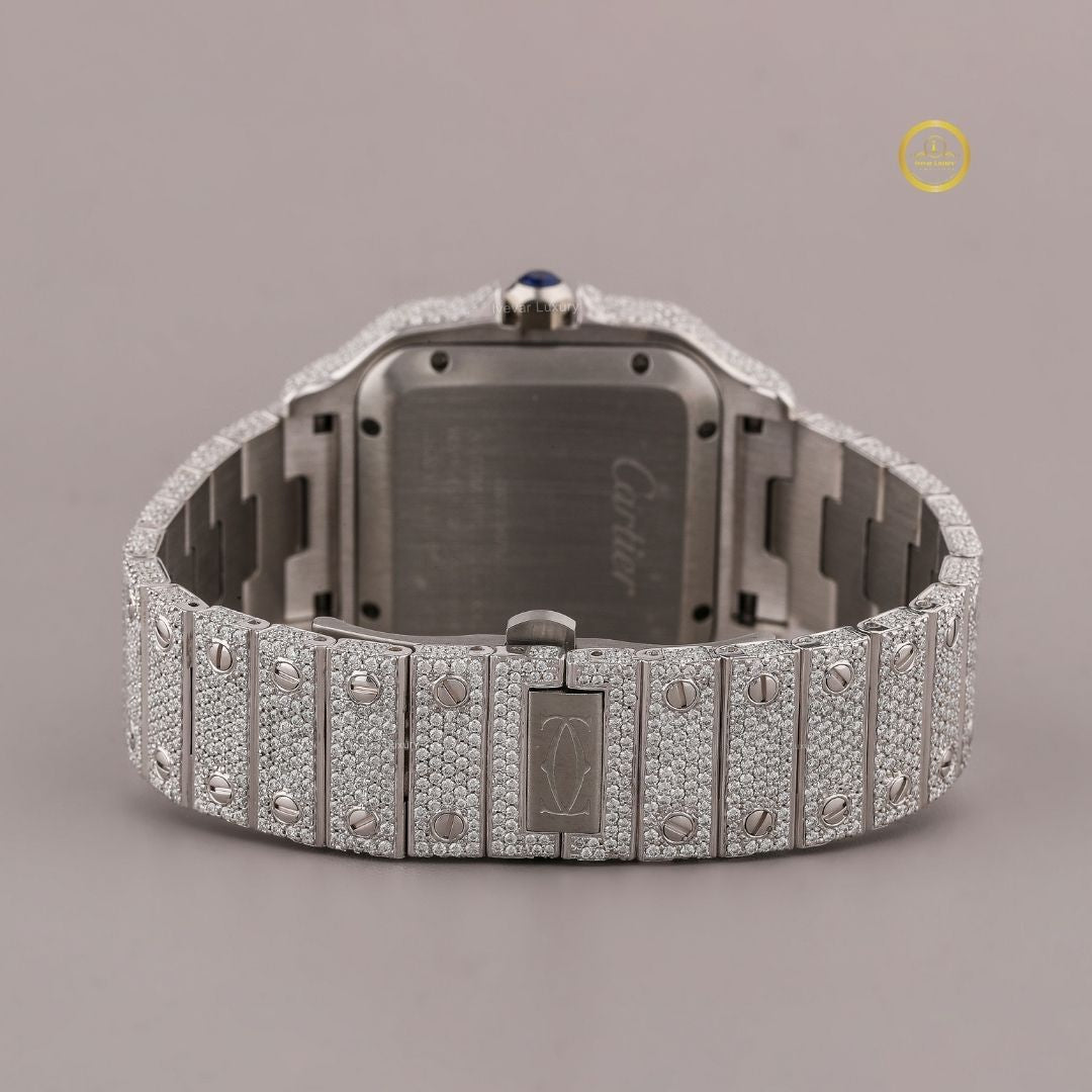 Classic Square Dial Lab-Grown Diamond Watch with Roman Numeral Dial, Iced Bezel, and Refined Luxury Finish By Ivevar - View 4