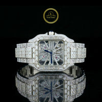 Full Iced Out Skeleton Diamond Watch with Round & Baguette Bezel