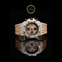 Moissanite Diamond Octagonal Chronograph Watch with Rubber Strap