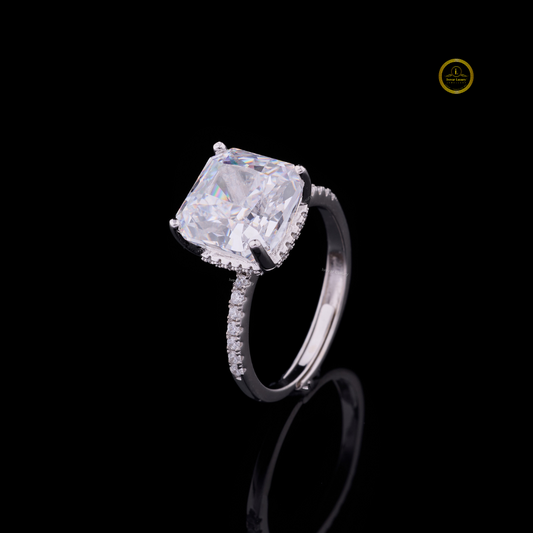 1.25 CT Brilliant Moissanite Cushion Cut Diamond Engagement Ring with Pave Band